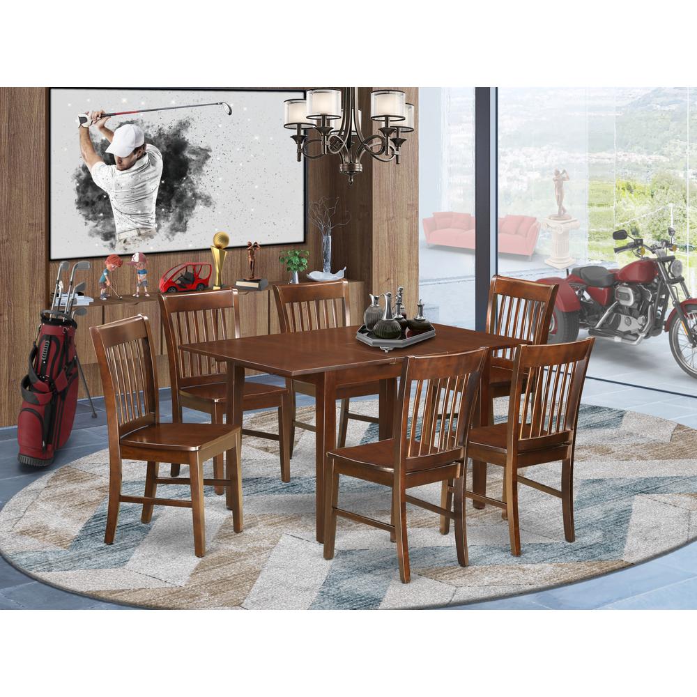 7  Pc  small  Kitchen  Table  set  -  Table  with  Leaf  and  6  Dining  Chairs. Picture 1
