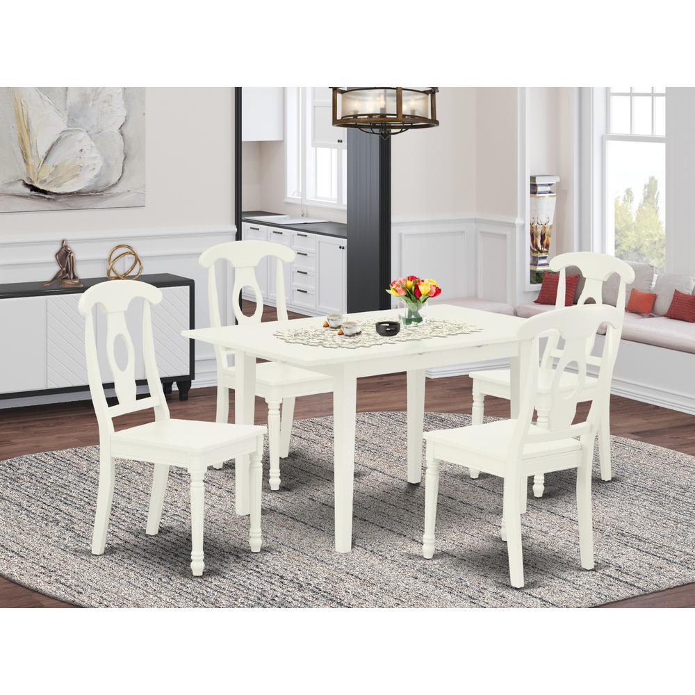 Dining Table- Dining Chairs, NOKE5-LWH-W. Picture 1