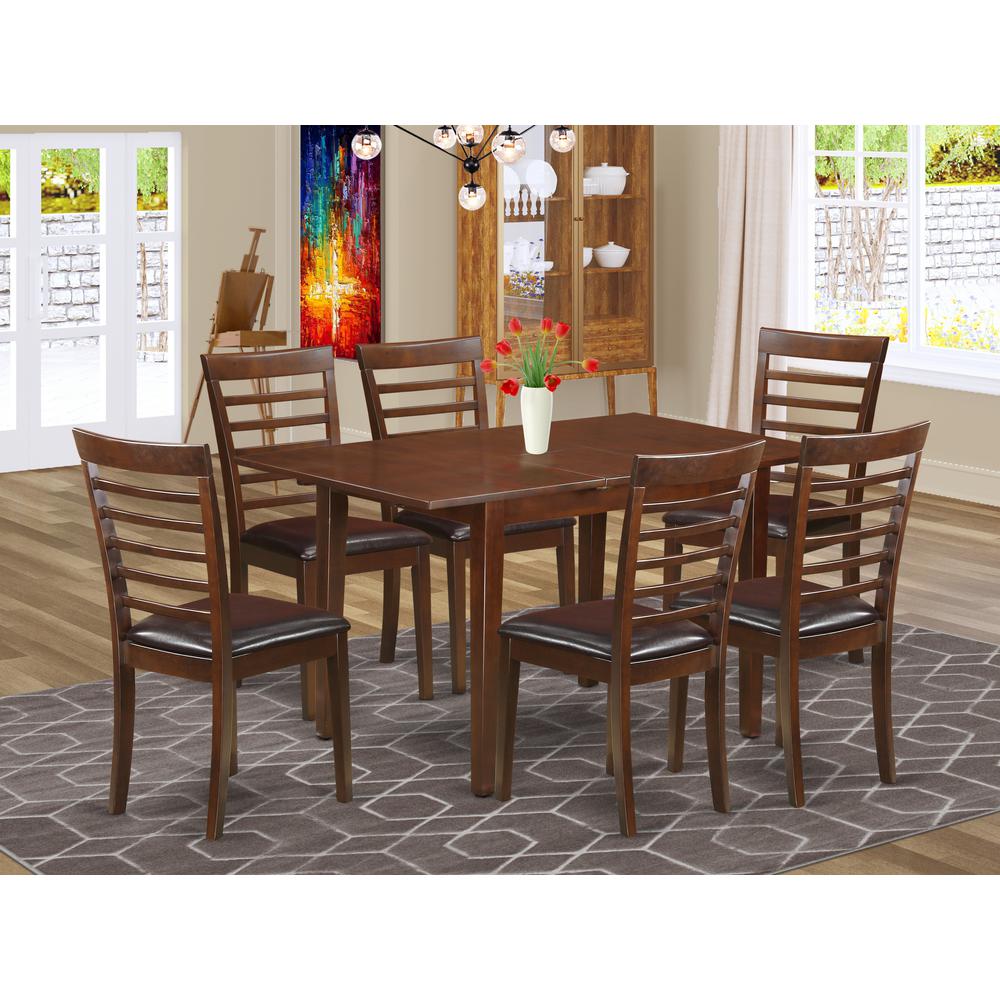 7  Pc  small  Table  set  -  Kitchen  Table  with  Leaf  and  6  Kitchen  Dining  Chairs. Picture 1