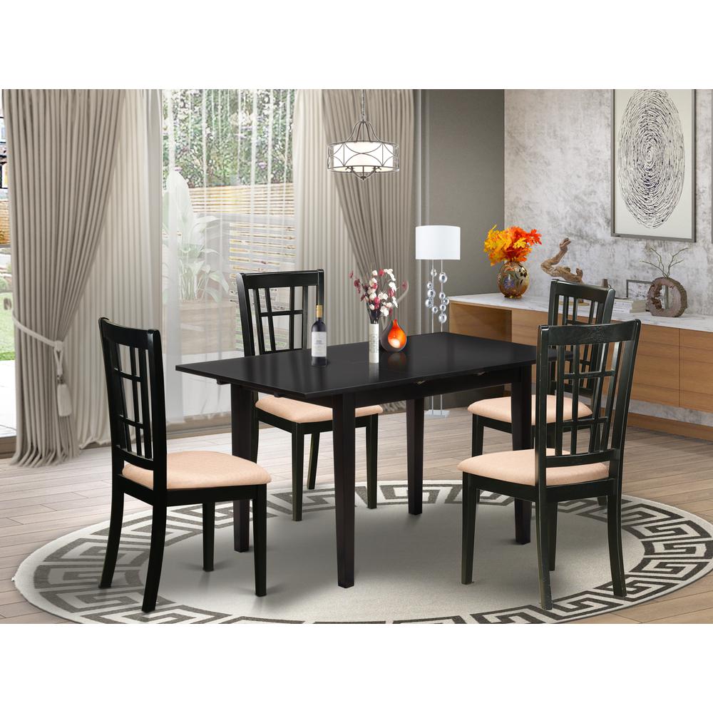 Dining Table- Dining Chairs, NONI5-BLK-C. Picture 1