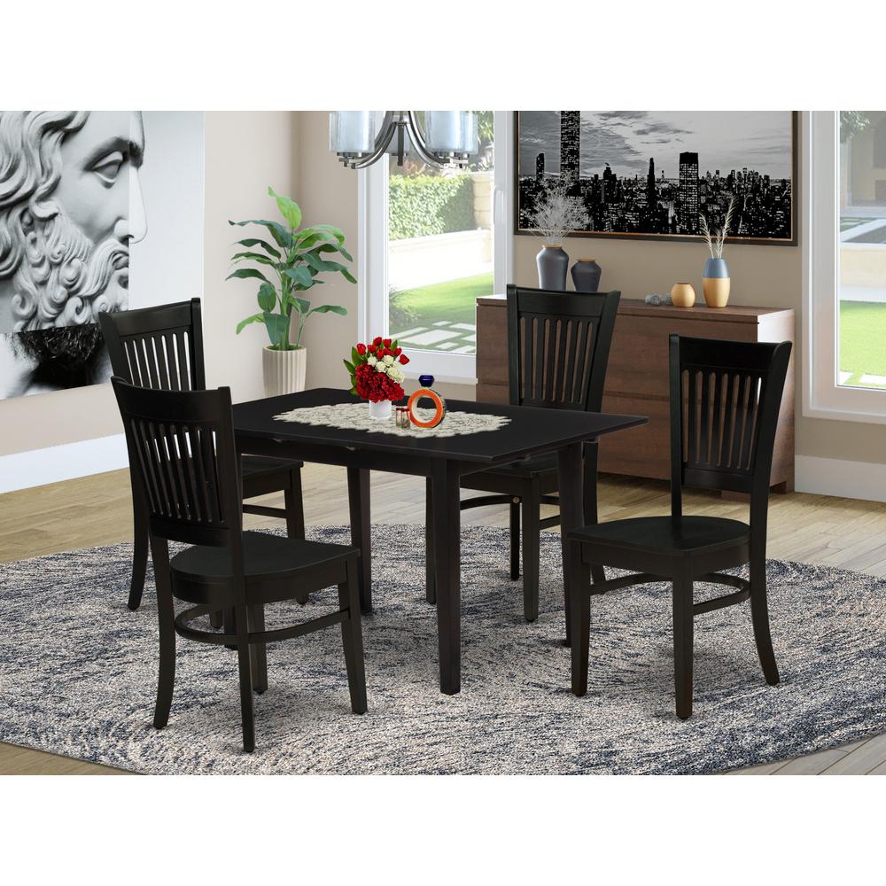 Dining Table- Dining Chairs, NOVA5-BLK-W. Picture 1
