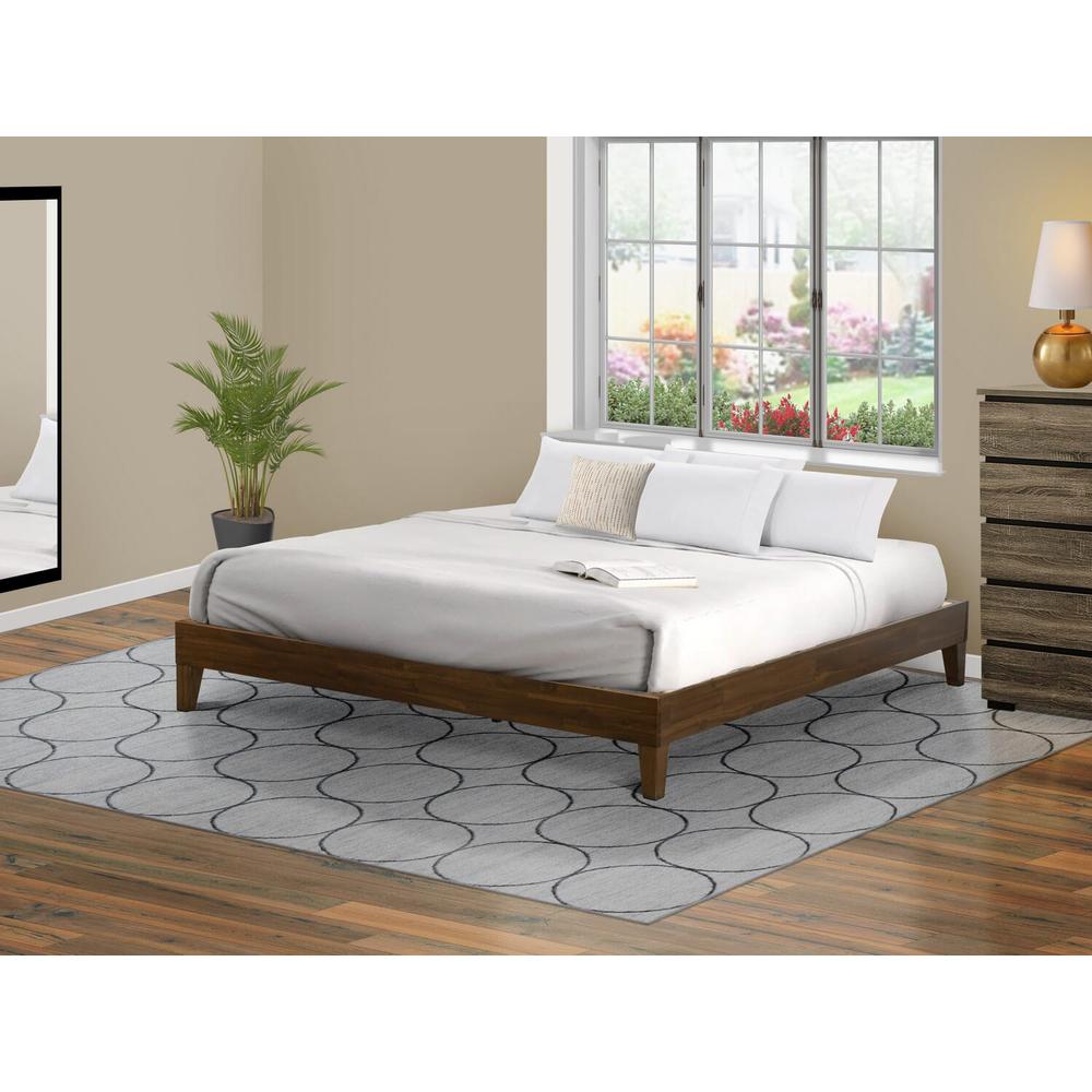 East West Furniture King Size Platform Bed Frame with 4 Hardwood Legs and 2 Extra Center Legs - Walnut Finish. Picture 1