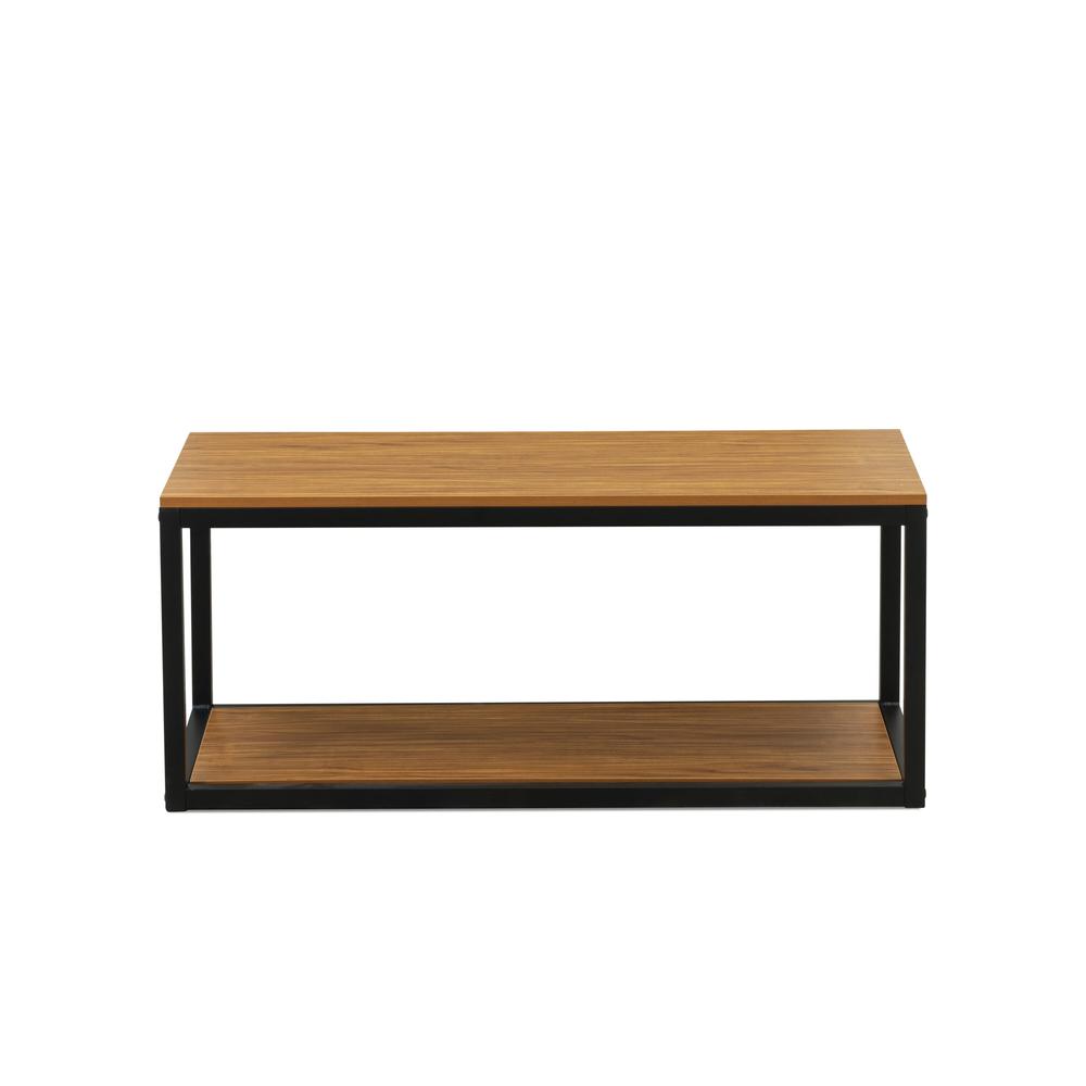 Norwich Coffee Table for Living Room, Mid Century Modern Coffee Table in Powder Coating Black Color and Brown Wood Laminate. Picture 3
