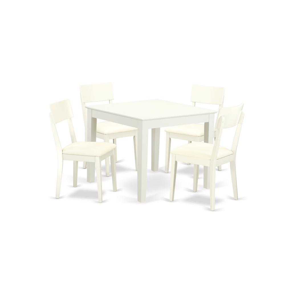 Dining Room Set Linen White, OXAD5-LWH-LC. Picture 1