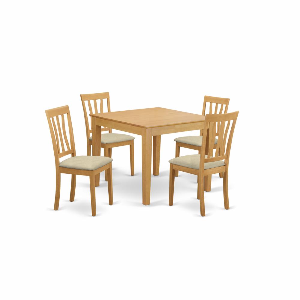 OXAN5-OAK-C 5 PcTable and Chairs set - Table and 4 dinette Chairs. The main picture.