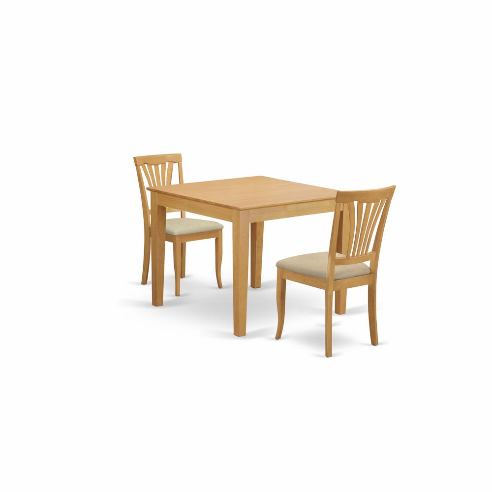 OXAV3-OAK-C 3 Pc Kitchen Table set - Dining Table for small spaces and 2 Dining Chairs. Picture 1