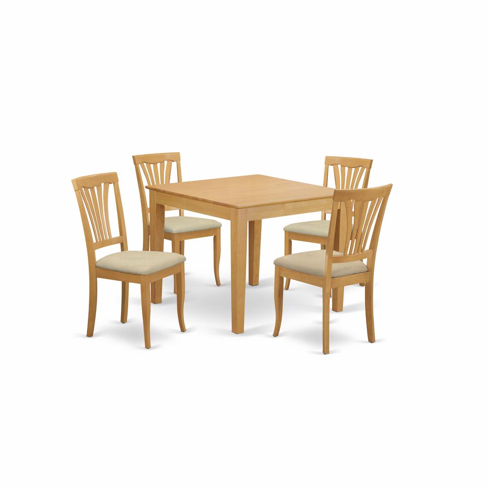 OXAV5-OAK-C 5 Pc Kitchen Table set - Kitchen dinette Table and 4 Dining Chairs. Picture 1