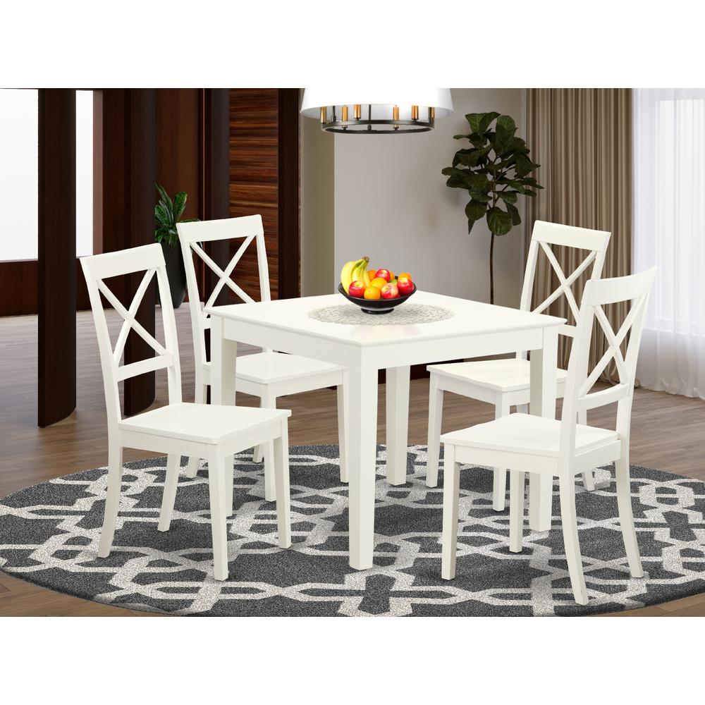 5  Pc  small  Kitchen  Table  set  and  4  hard  wood  Dining  Chairs.  in  Linen  White. Picture 1