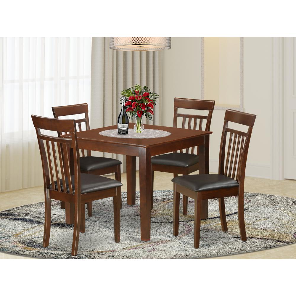 5  PC  Kitchen  Table  set  with  a  Dining  Table  and  4  Kitchen  Chairs  in  Mahogany. Picture 1
