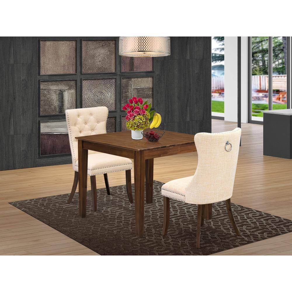 3 Piece Dining Room Table Set Consists of a Square Solid Wood Table. Picture 1