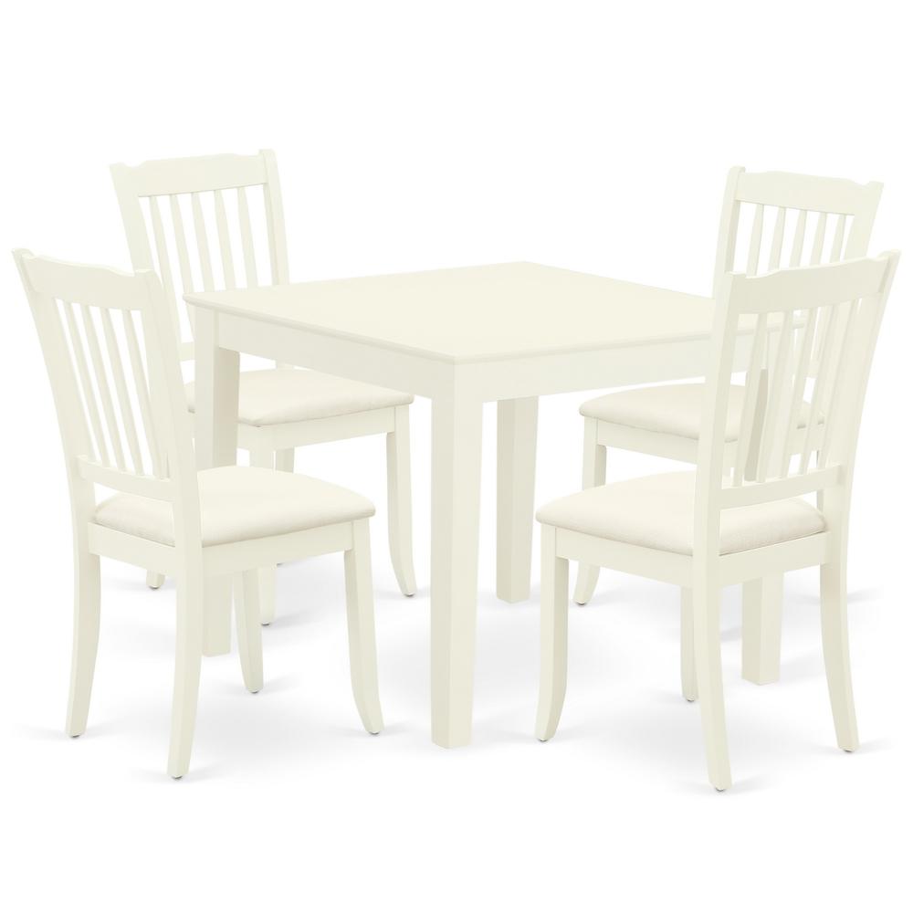 Dining Room Set Linen White, OXDA5-LWH-C. Picture 1