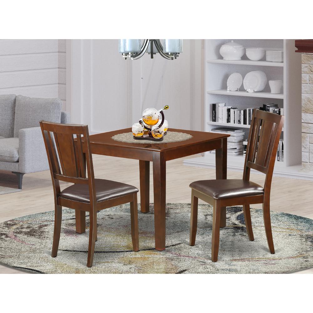 3  Pcsmall  Kitchen  Table  set  with  a  Dining  Table  and  2  Dining  Chairs  in  Mahogany. Picture 1