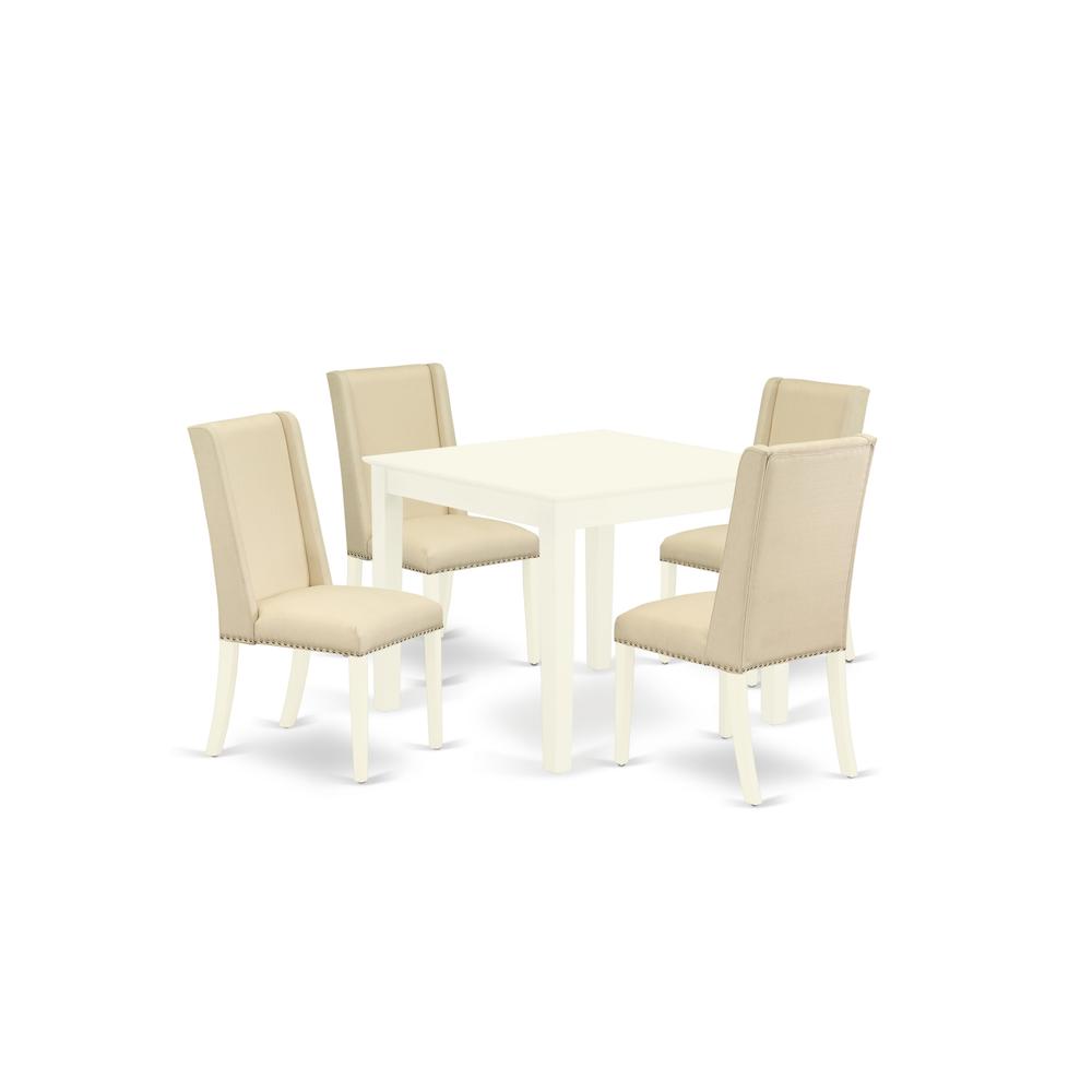 Dining Room Set Linen White, OXFL5-LWH-01. Picture 1