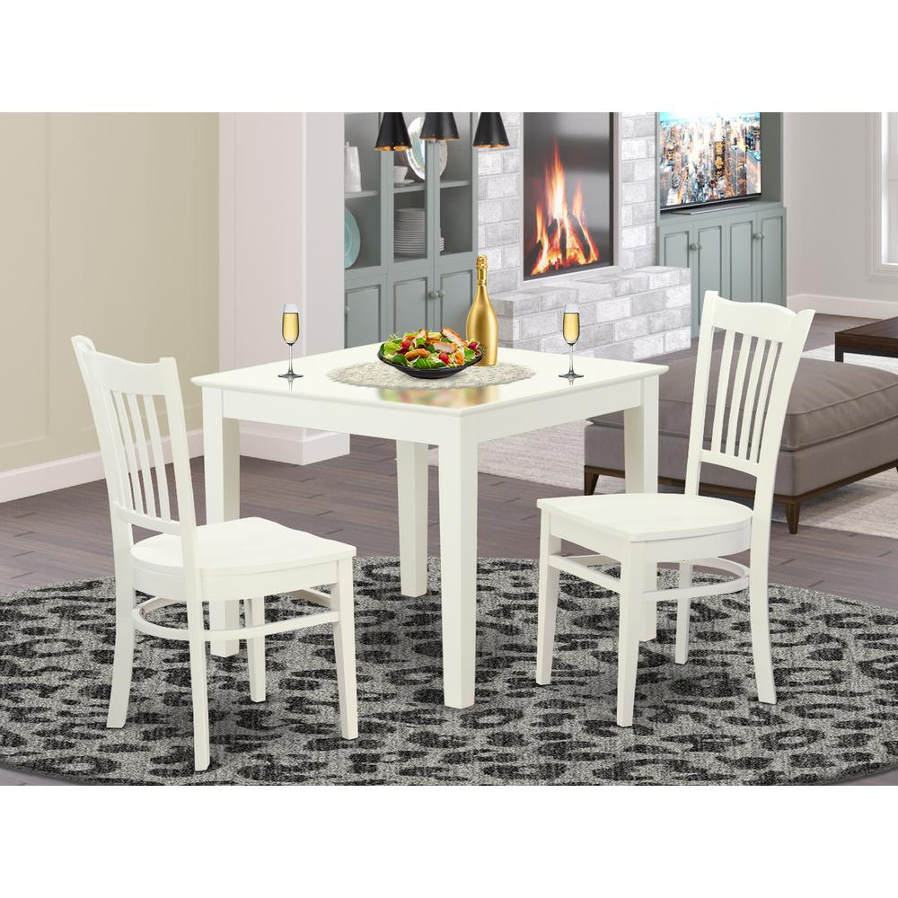 3  Pcbreakfast  nook  Table  and  2  Wood  Dining  room  chair  in  Linen  White. Picture 1