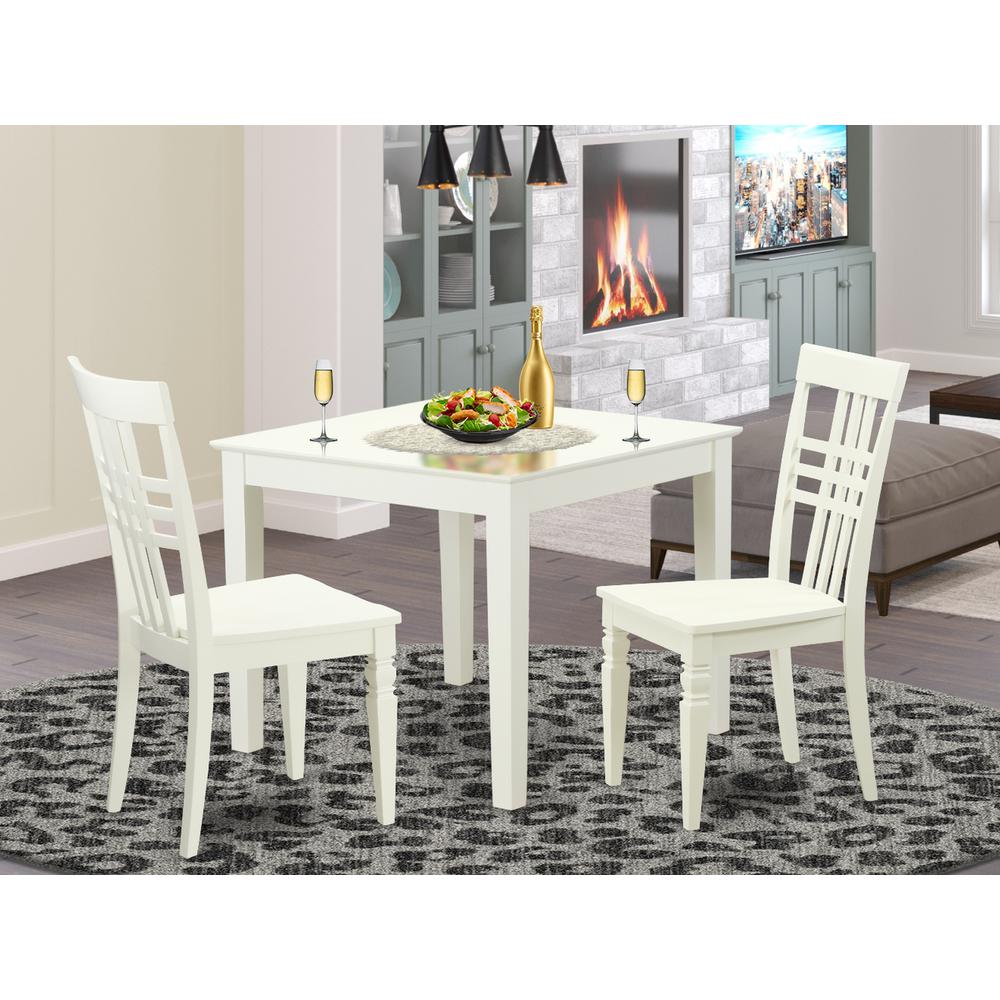 3  PC  Kitchen  Table  and  2  Wood  Dining  Chairs  in  Linen  White. The main picture.