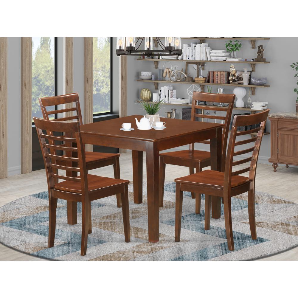 5  Pc  Small  Kitchen  Table  set  with  a  Dining  Table  and  4  Kitchen  Chairs  in  Mahogany. Picture 2