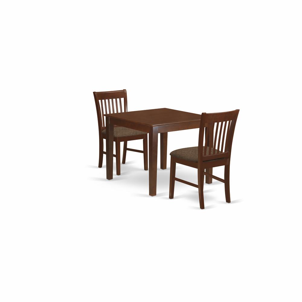 OXNO3-MAH-C 3 Pc small Kitchen Table set -square Table and 2 Kitchen Dining Chairs. Picture 1