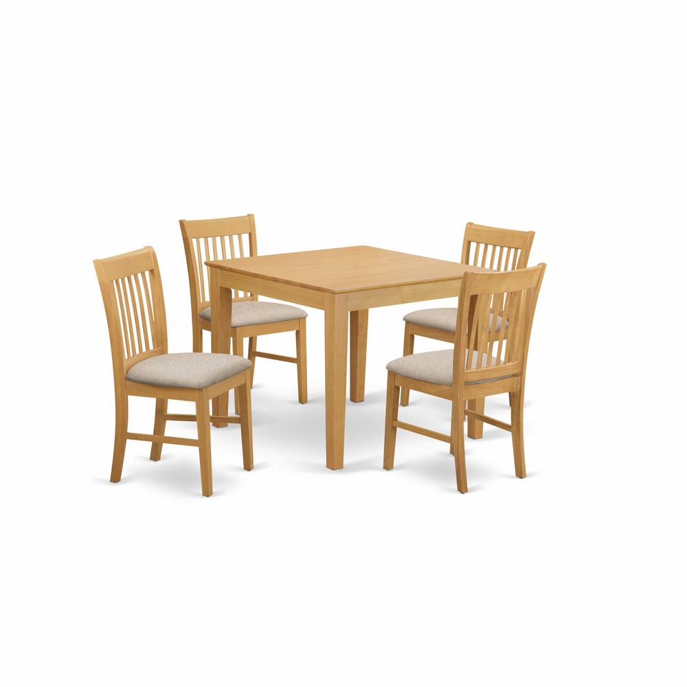 OXNO5-OAK-C 5 PcKitchen Table set - breakfast nook Table and 4 Kitchen Dining Chairs. Picture 1