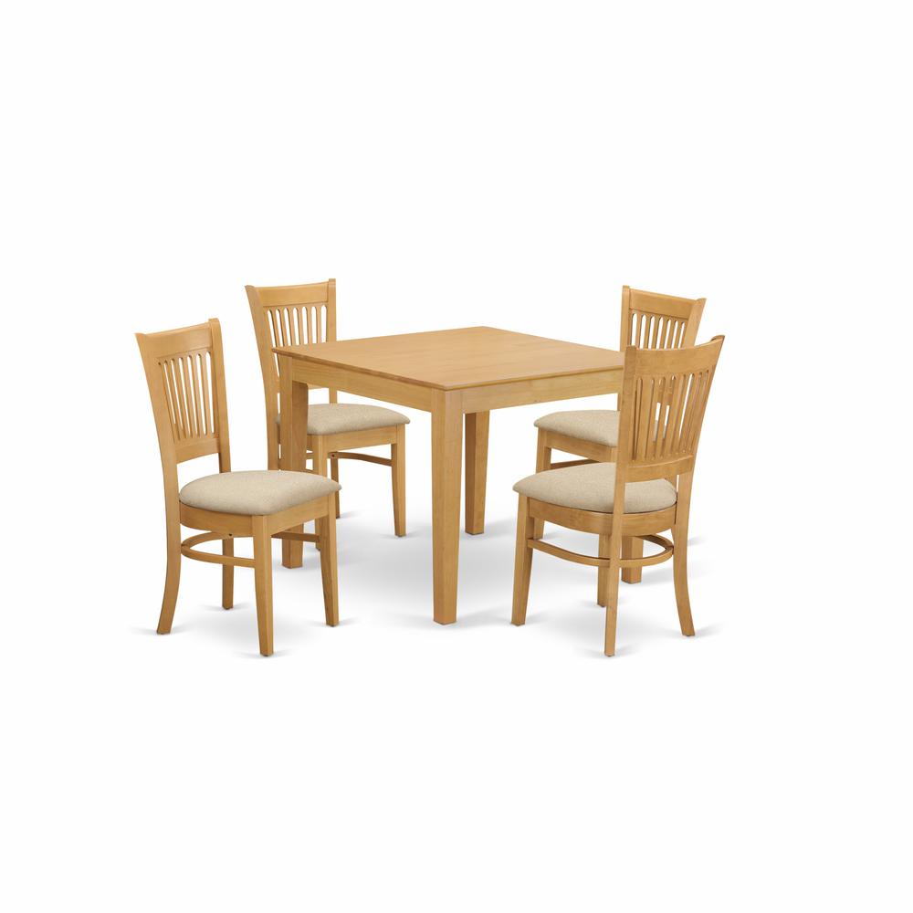 OXVA5-OAK-C 5 PC Table and Chairs set - Kitchen Table and 4 Dining Chairs. Picture 1