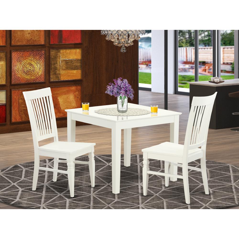 3  Pc  square  Kitchen  Table  and  2  hard  wood  Chairs  for  Dining  room  in  Linen  White. Picture 1