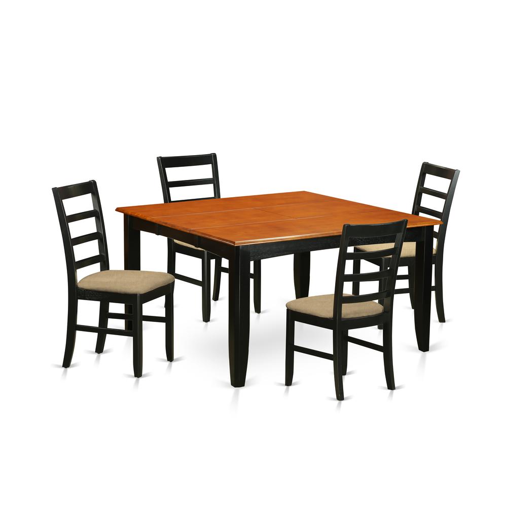 PARF5-BCH-C 5 PC Kitchen Table set-Dining Table and 4 Wooden Dining Chairs. Picture 1