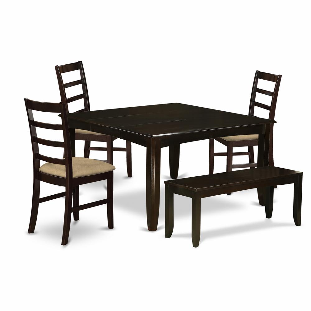 PARF6-CAP-C 6 Pc Dining set with bench-Table with Leaf and 4 Kitchen Dining Chairs Plus Bench.. Picture 1