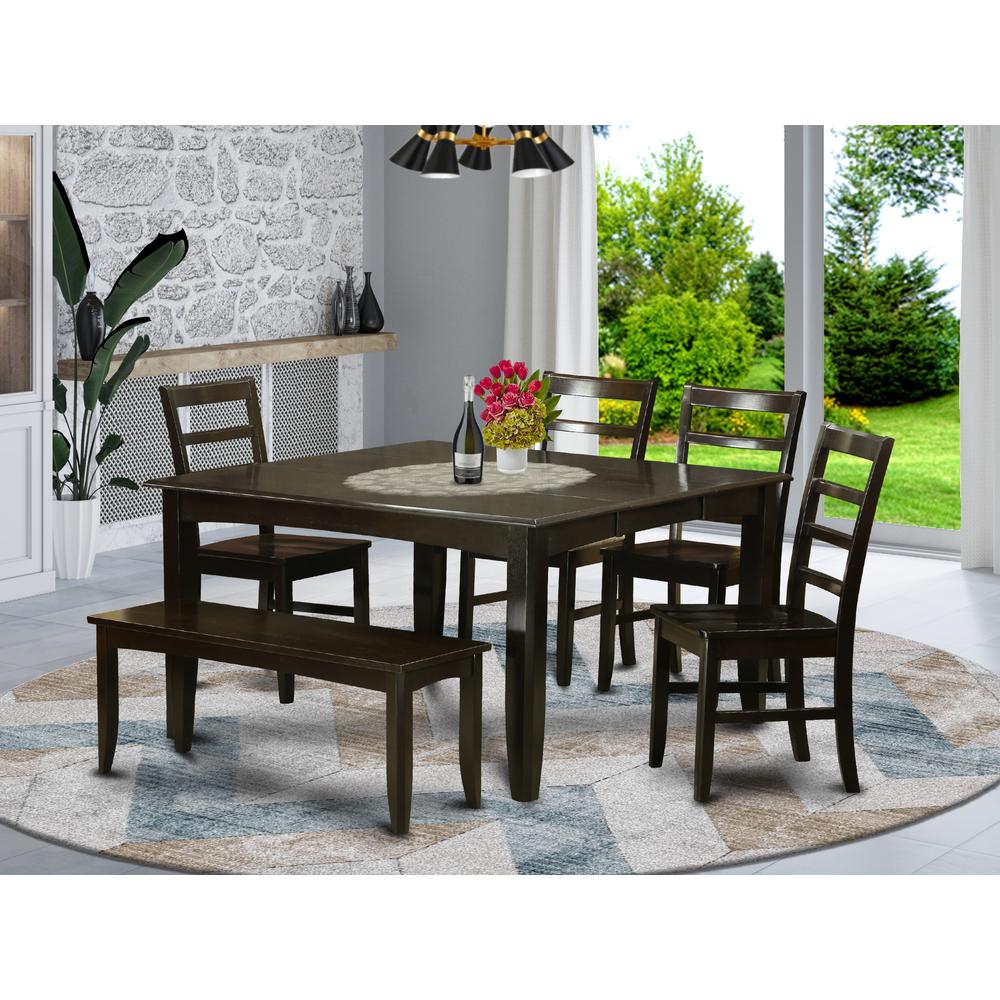 6  Pc  Dining  set  with  bench-Kitchen  Table  with  Leaf  and  4  Dining  Chairs  Plus  Bench.. Picture 1