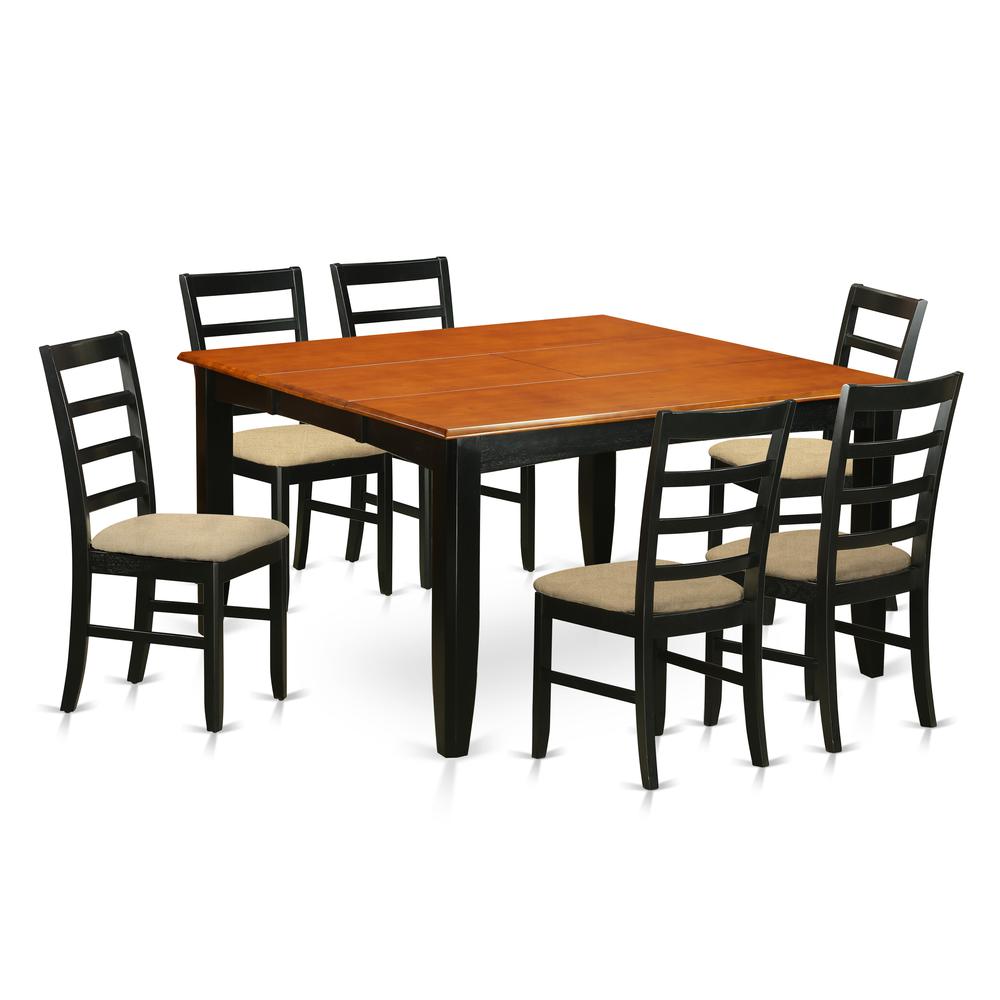 PARF7-BCH-C 7 PC Kitchen Table set-Dining Table and 6 Wood Dining Chairs. Picture 1