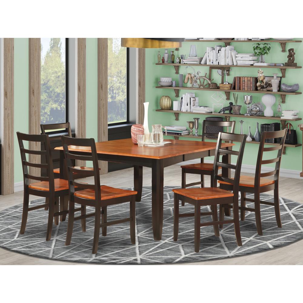 7  Pc  Dining  room  set-Square  Table  with  Leaf  and  6  Dining  Chairs. Picture 1