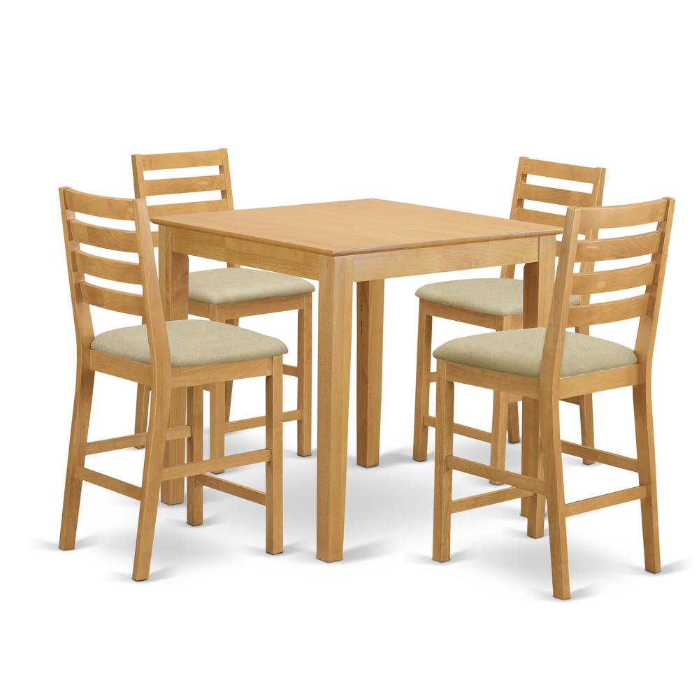 PBCF5-OAK-C 5 PC counter height Table and chair set - counter height Table and 4 dinette Chairs.. The main picture.