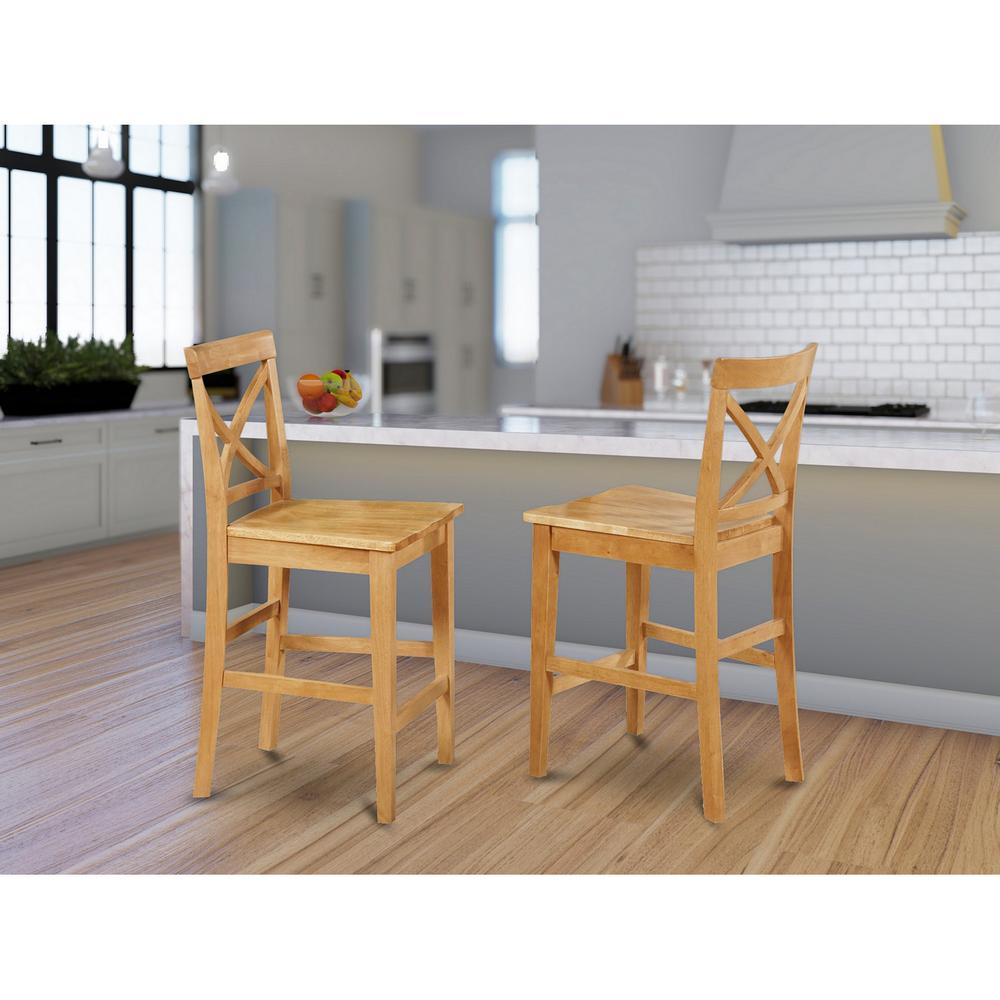 X-Back  stool  with  wood  counter  seat  in  Oak  finish,  Set  of  2. Picture 2
