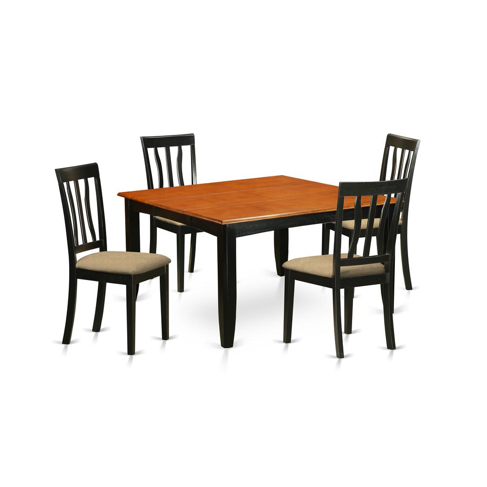 PFAN5-BCH-C 5 PC Kitchen Table set-Dining Table and 4 Wood Dining Chairs. Picture 1