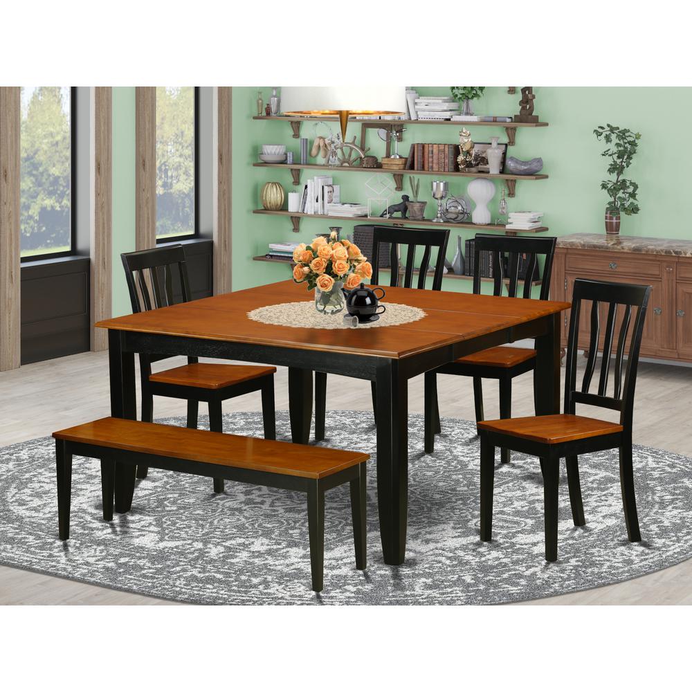 6  PC  Kitchen  table  set  with  bench-Kitchen  Tables  and  4  Wood  Kitchen  Chairs  Plus  bench. Picture 1