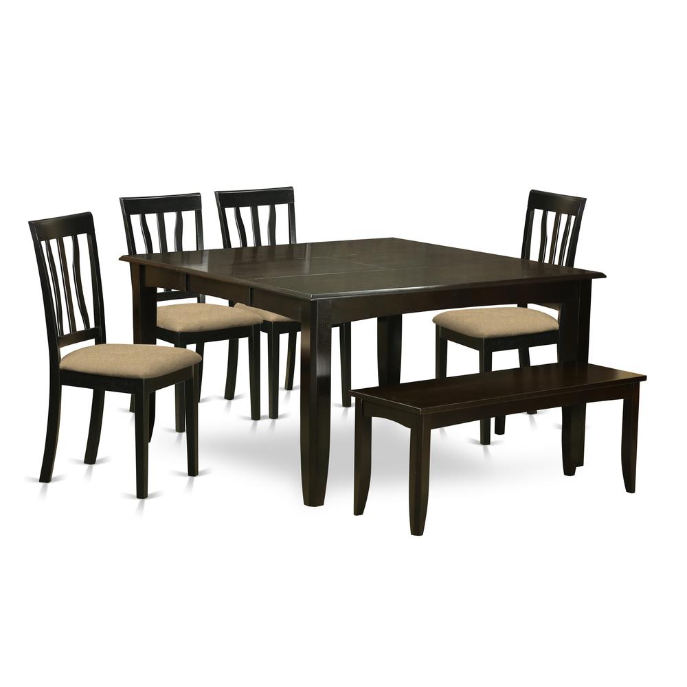 PFAN6-CAP-C 6 Pc Formal Dining set-Dining Table with Leaf and 4 Chairs plus a Bench.. The main picture.