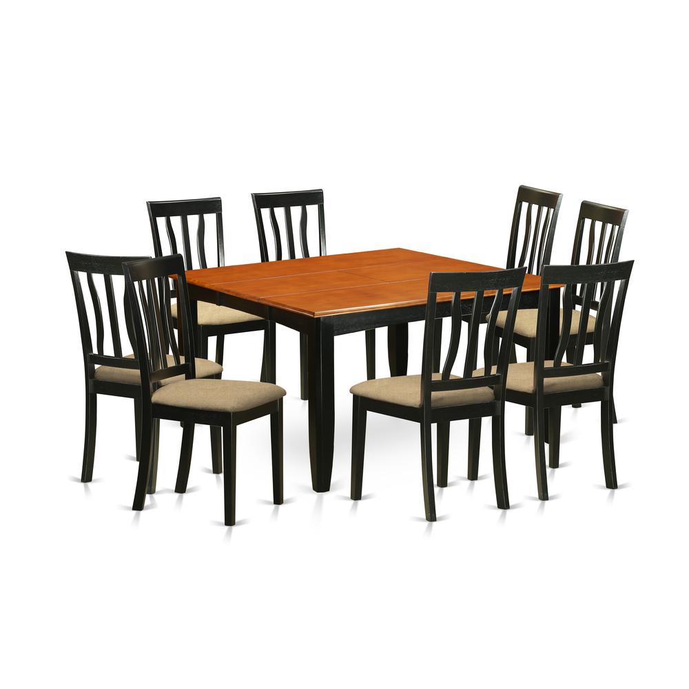 PFAN9-BCH-C 9 PC Dining room set-Dining Table and 8 Wood Dining Chairs. Picture 1