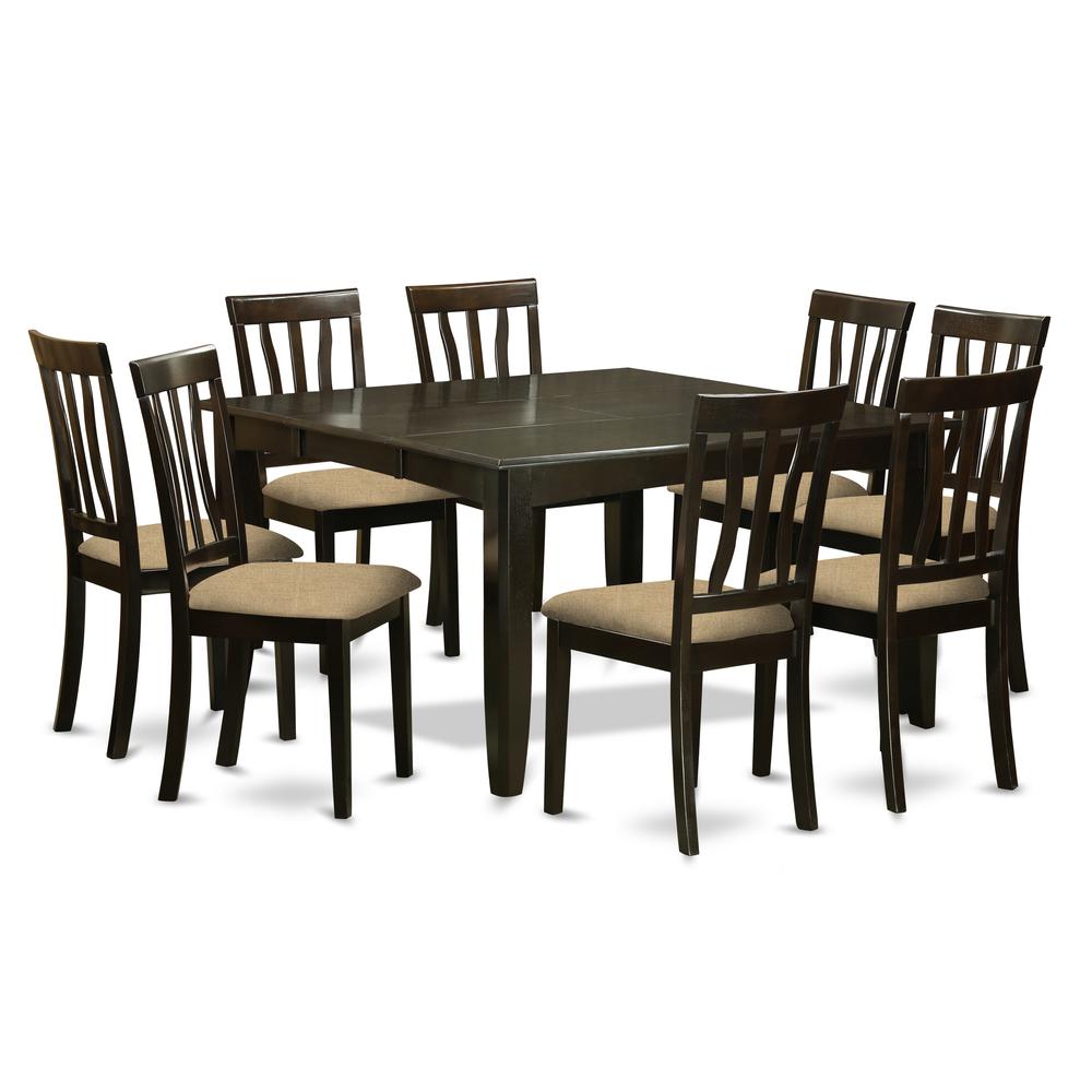 9  Pc  Dining  room  set-Square  gathering  Table  with  Leaf  and  8  Dining  Chairs. Picture 1