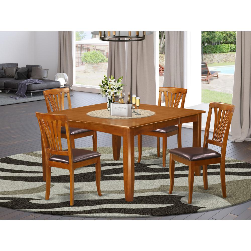 5  Pc  Dining  room  set-Square  Table  with  Leaf  and  4  Dining  Chairs. Picture 1