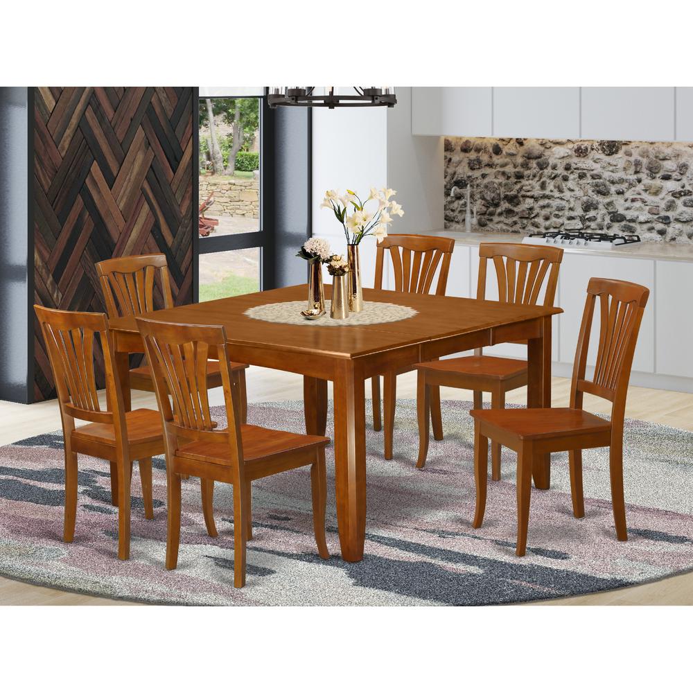 7  Pc  Dining  room  set-Square  Table  with  Leaf  and  6  Dining  Chairs.. The main picture.