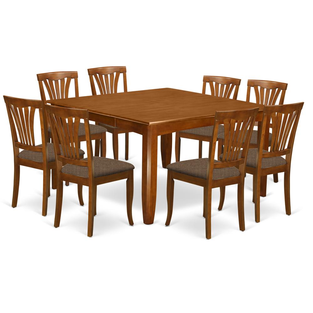 PFAV9-SBR-C 9 Pc Dining room set-Dining Table with Leaf and 8 Dinette Chairs.. Picture 1