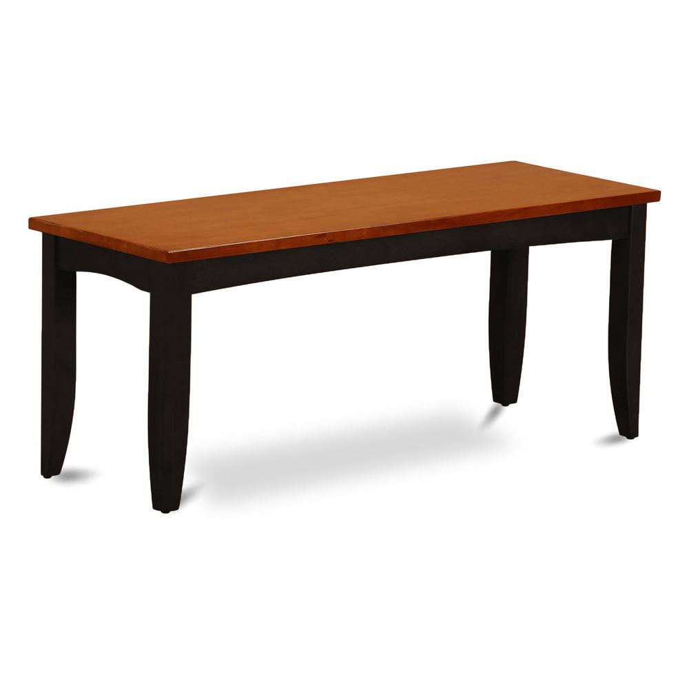 Parfait  Dining  Room  Bench  with  Wood  Seat  in  Black  and  Cherry  Finish. Picture 1