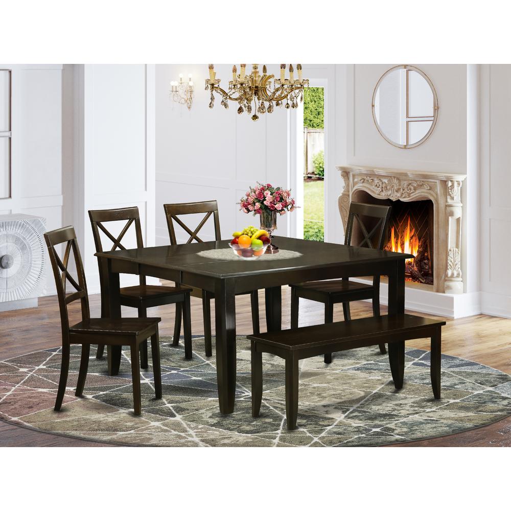 6  Pc  Dining  room  set  with  bench-Dining  Tablewith  Leaf  and  4  Kitchen  chair  Plus  Bench.. Picture 1