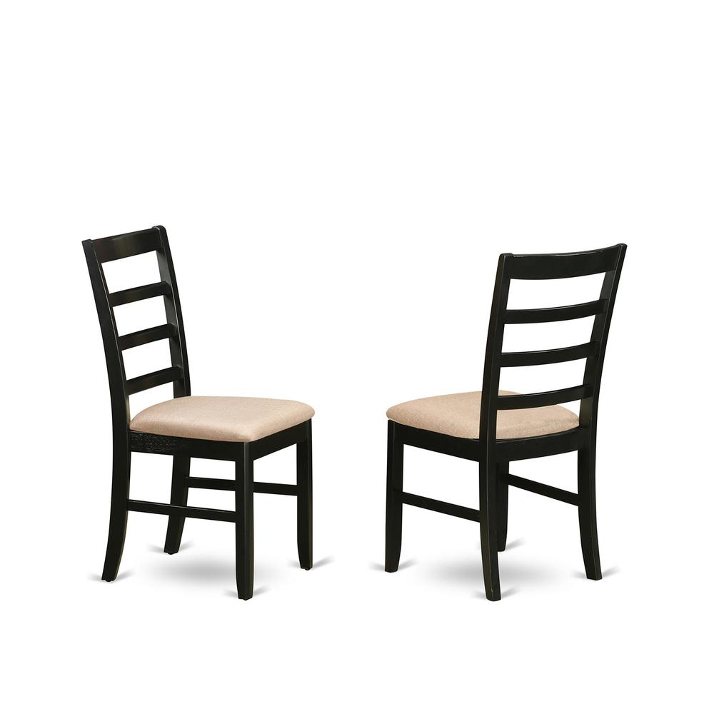 ANPF3-BLK-C Dining furniture set - 3 Pcs with 2 Linen Chairs in Black and Cherry. Picture 4