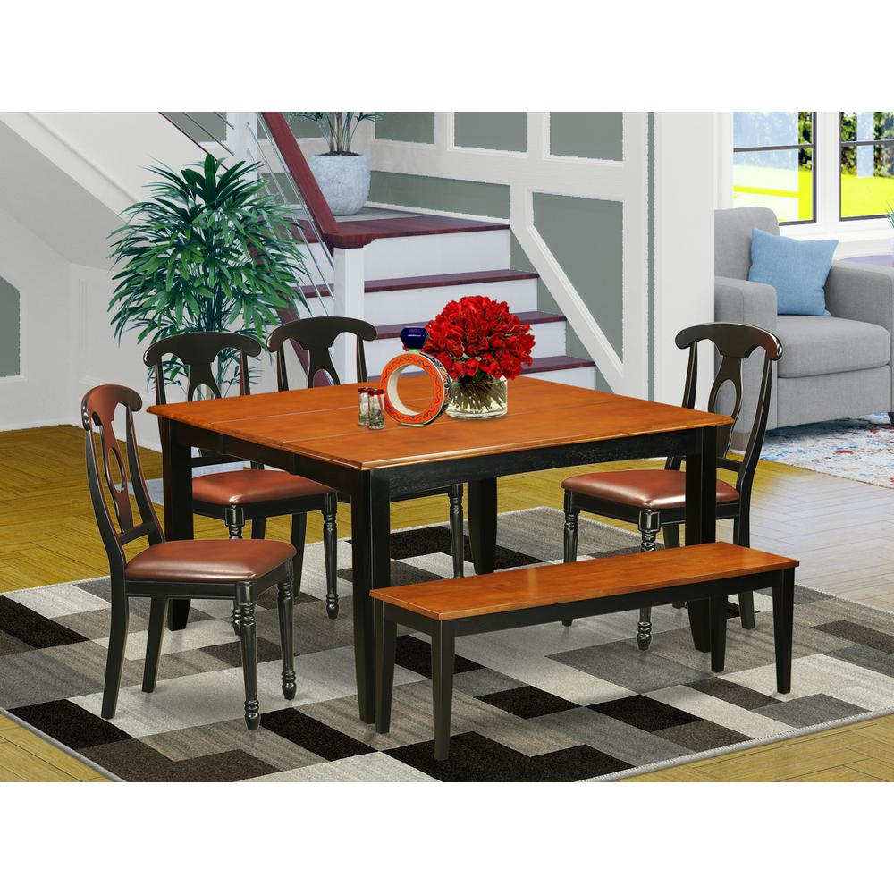 6  PC  Dining  room  set  with  bench-Dining  Table  and  4  Wood  Dining  Chairs  plus  a  bench. The main picture.