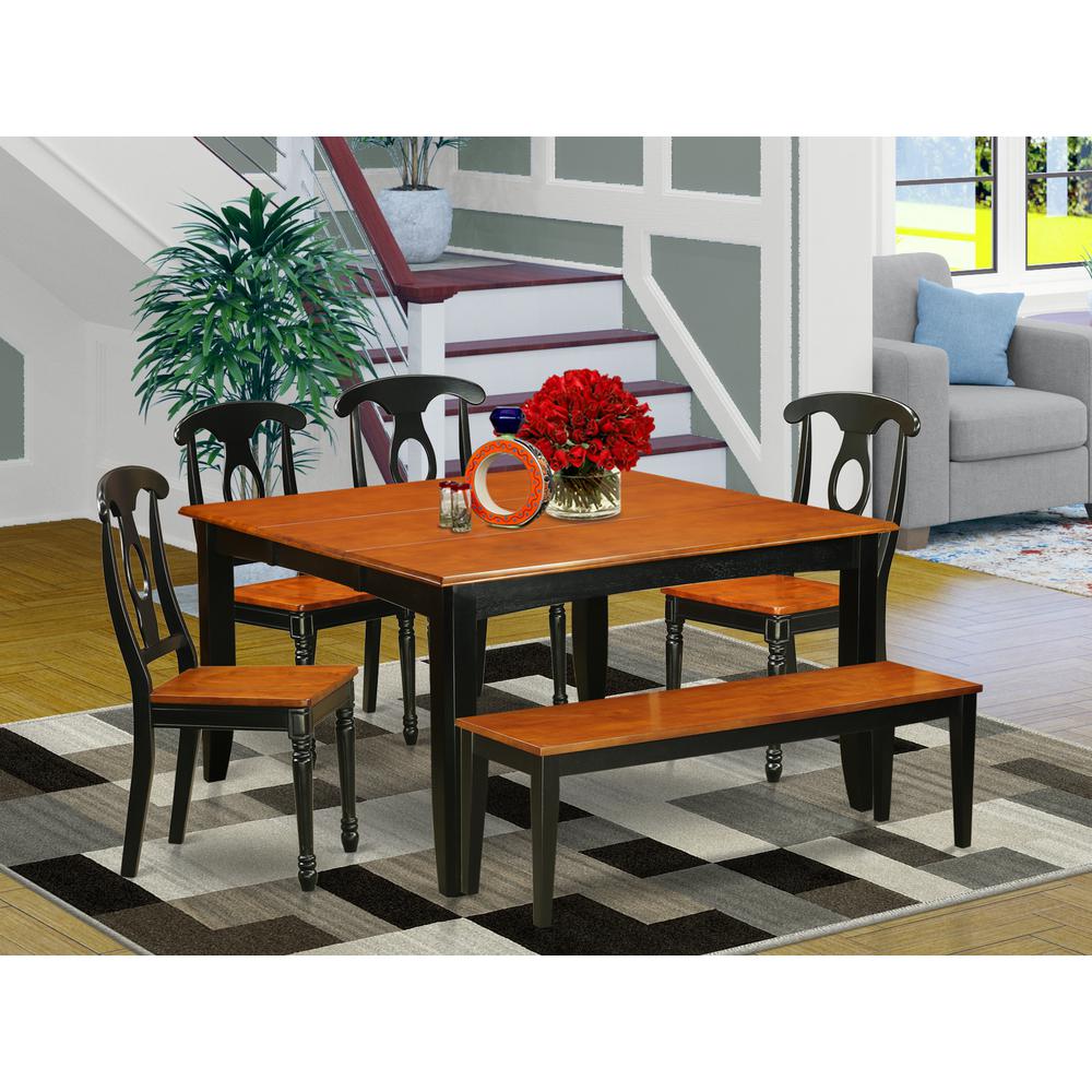 6PC  Dining  room  set  with  bench-Dining  Table  and  4  Wood  Dining  Chairs  plus  a  bench. Picture 1
