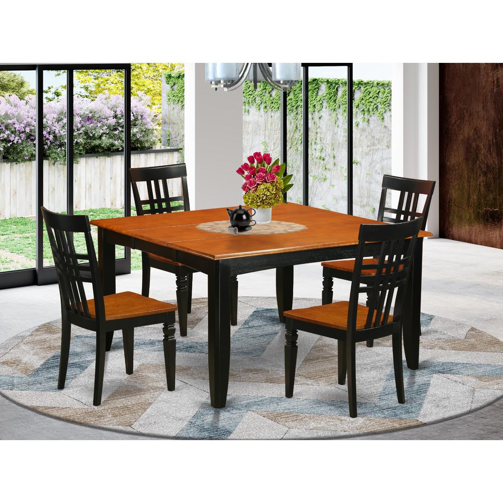 5  Pc  Dining  room  set  with  a  Dining  Table  and  4  Kitchen  Chairs  in  Black  and  Cherry. Picture 1