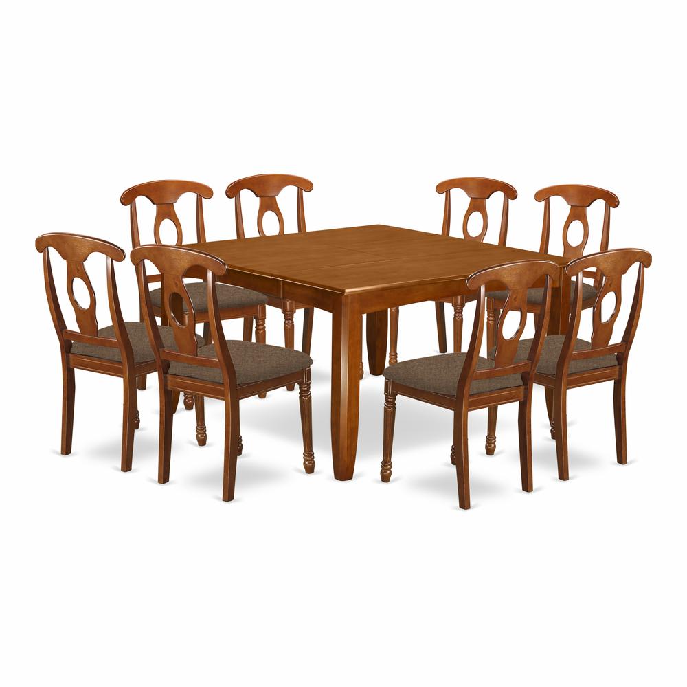 PFNA9-SBR-C 9 Pc Dining room set-Kitchen Table with Leaf and 8 Dinette Chairs.. Picture 1