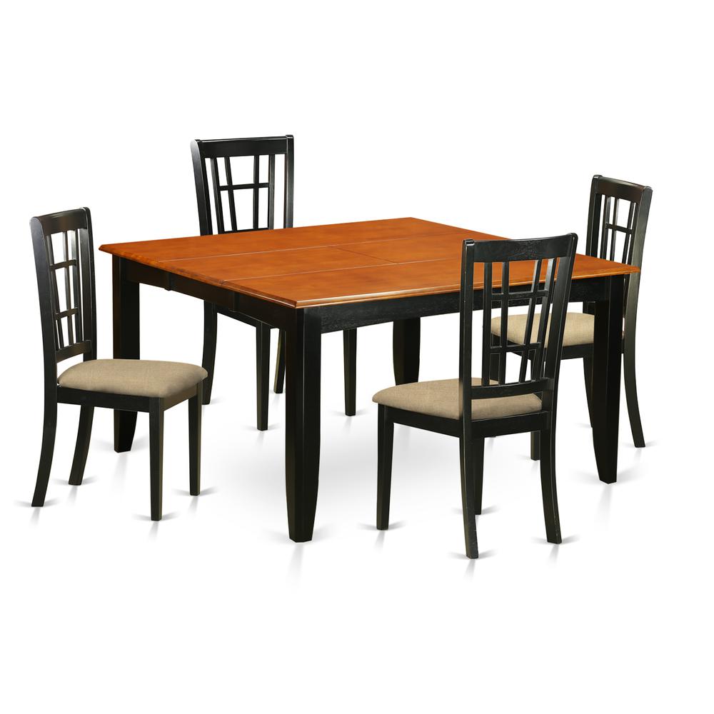 PFNI5-BCH-C 5 Pc Dining room set-Dining Table and 4 Wood Dining Chairs. Picture 1