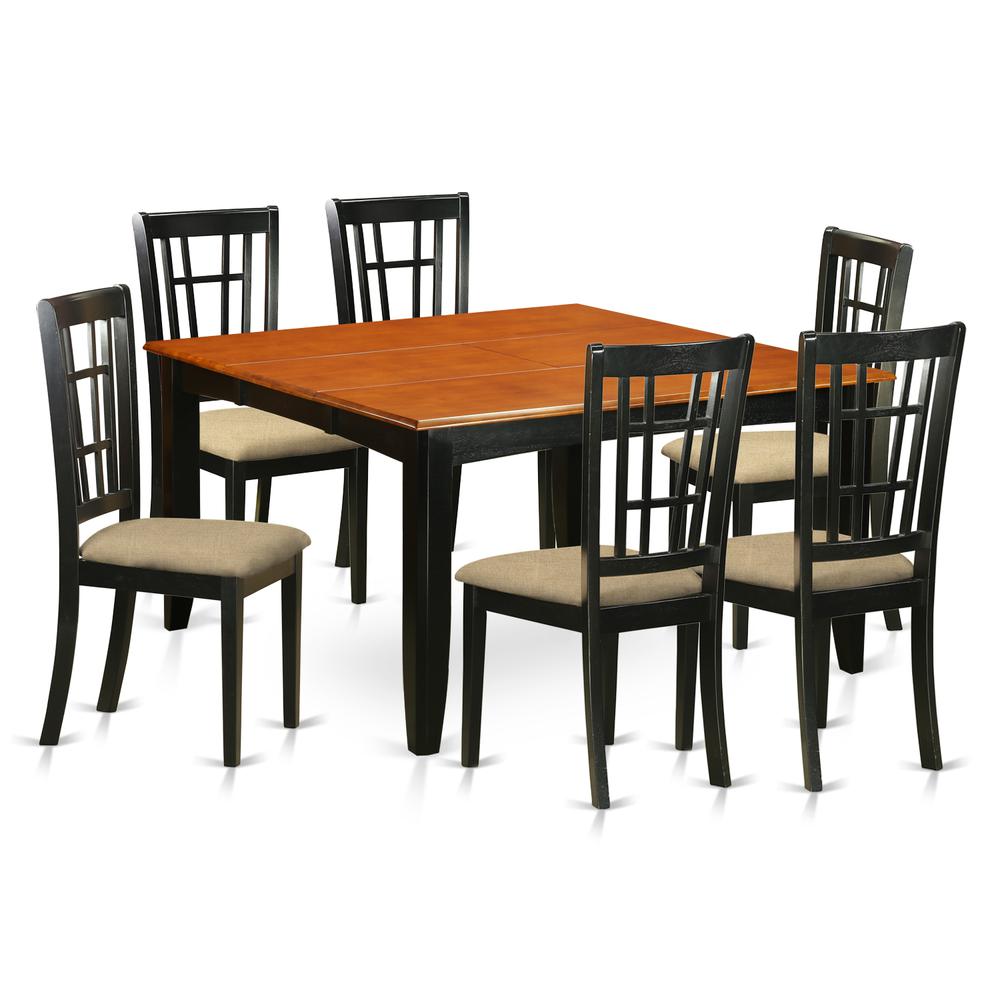 PFNI7-BCH-C 7 Pc Dining room set-Dining Table and 6 Wooden Dining Chairs. Picture 1