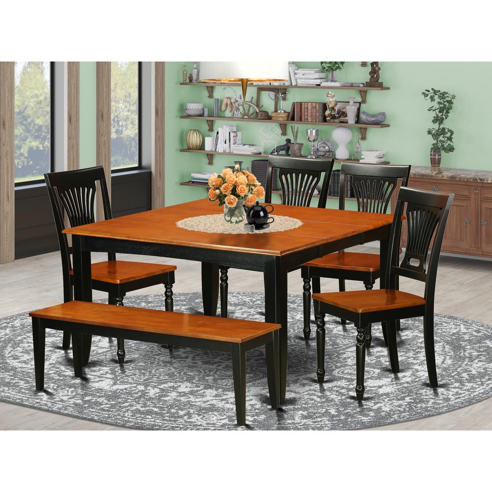 6  PC  Dining  room  set  with  bench-Dining  Table  with  4  Wood  Dining  Chairs  and  a  bench. Picture 1