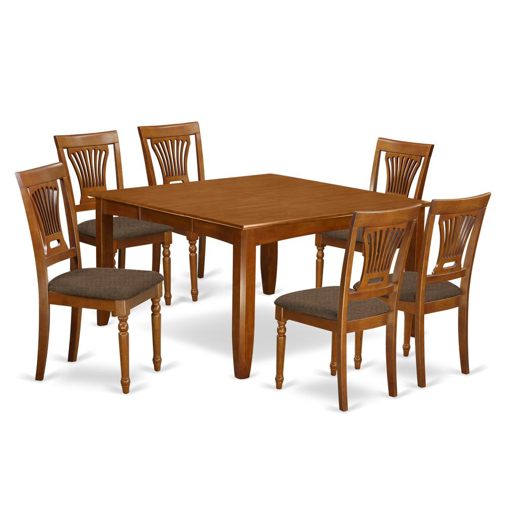 PFPL7-SBR-C 7 Pc Dining room set-Table with Leaf and 6 Kitchen Chairs.. Picture 1
